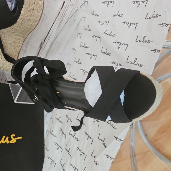 NWT Lulu's Esme Ankle Wrap Tie Espadrille Wedges - Picture 9 of 14